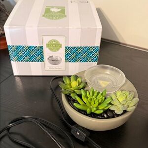 Scentsy Little Garden Wax Warmer in Taupe with Green Succulents